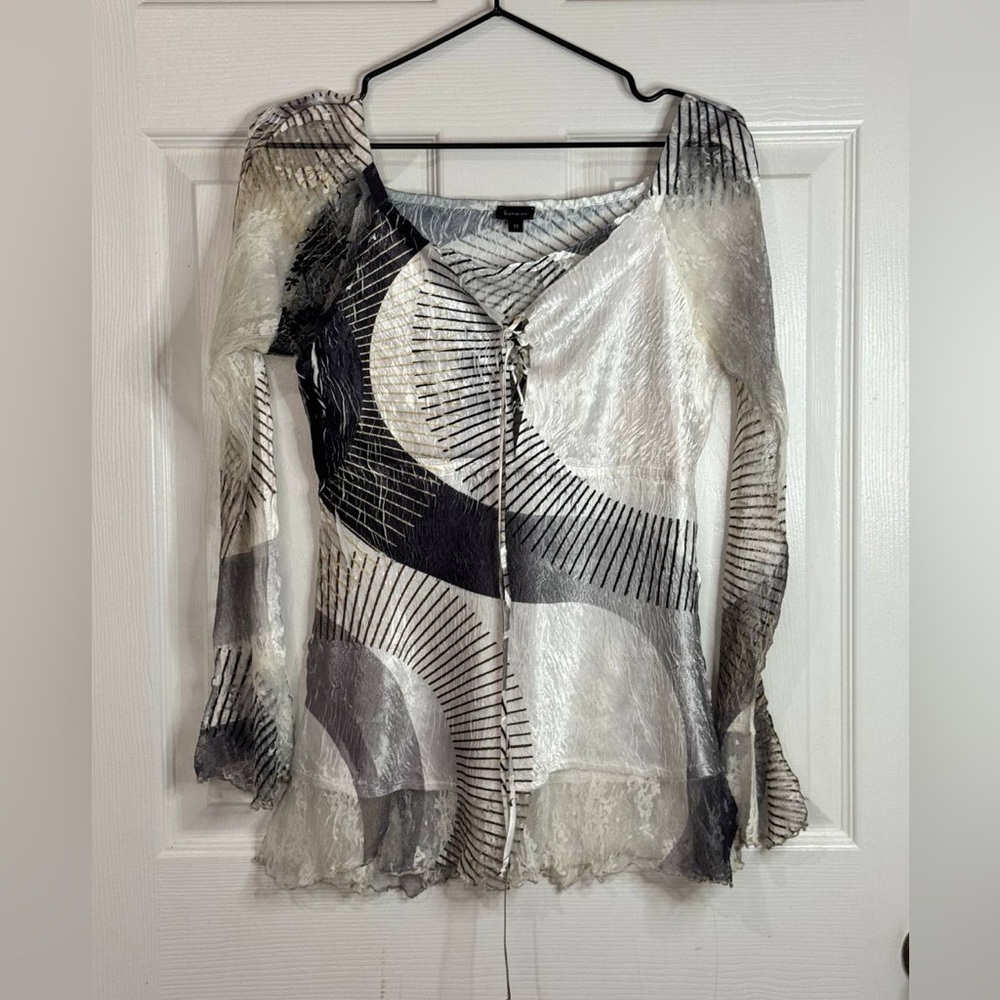 KOMAROV Y2K Women’s Blouse Crinkle Abstract Size M